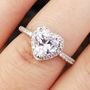 925 silver white topaz heart ring size 7